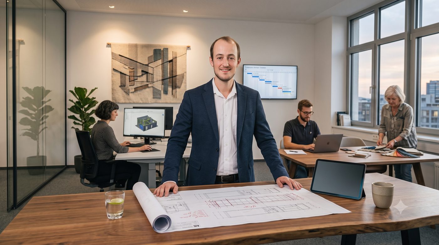 Ansprechpartner und Planungsteam von Norer im Betrieb